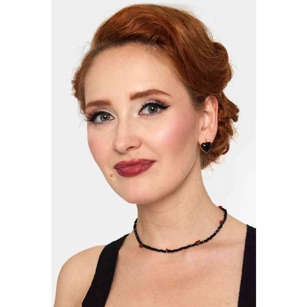 Voodoo Vixen - Heart Snap Mini Hoop Earrings - Black